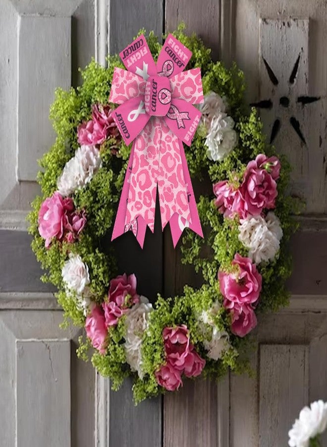 Threetols 2 Rolls 10 Yards Breast Cancer Awareness Wired Edge Ribbons, 2.5inch Hot Pink Leopard Awareness Ribbon, Fight Cancer Ribbon for Breast Cancer Awareness Women Activities Wreath Bow Decor - Image 4